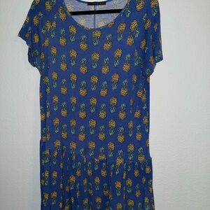 Blue sundress with Pineapple Print